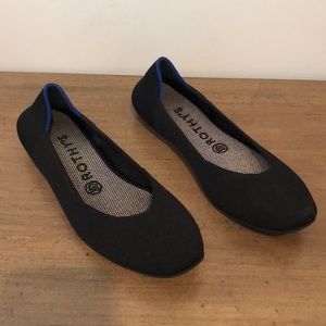 Rothy's Black Flats with Blue Trim